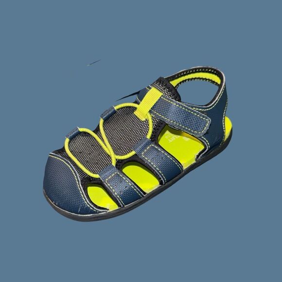 SEE KAI RUN Toddler Spencer Closed Toe Sandal In Navy/ Lime Size 11 - Picture 7 of 7